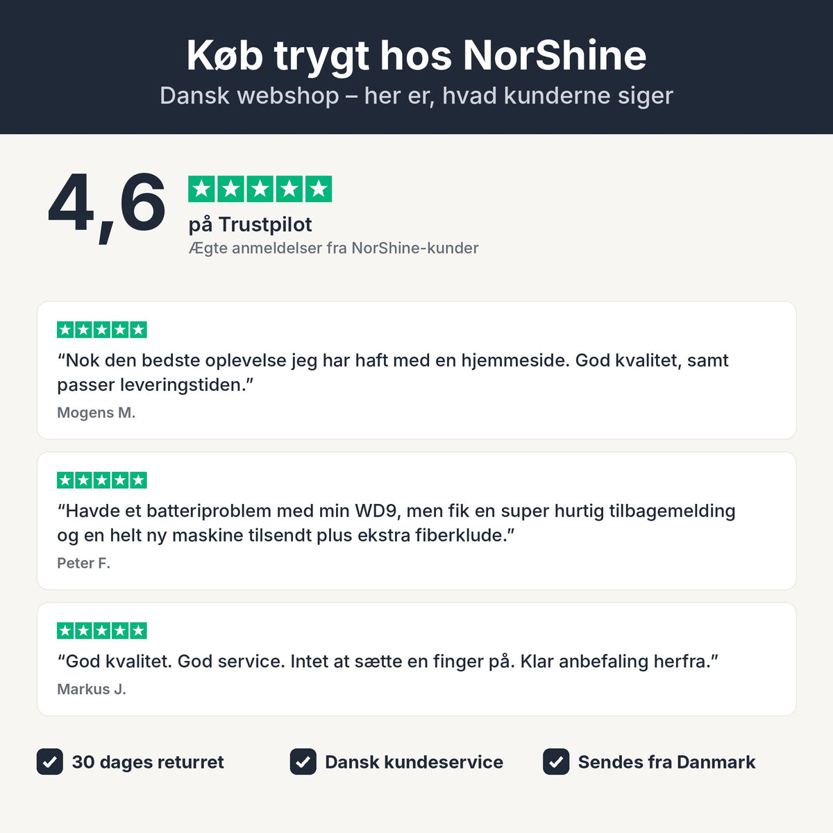 DA – Køb trygt hos NorShine – 4,6 på Trustpilot